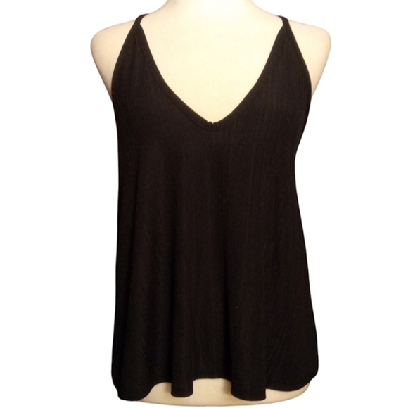 Free People Black Crinkle Texture Trapeze Style Tank Top Size Small - Picture 1 of 8